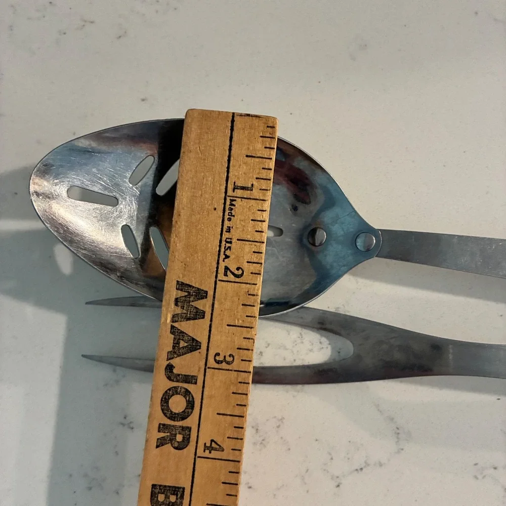 Vtg Ekco Flint Kitchen Utensil Set Slotted Spoon Meat Fork Stainless MCM Retro